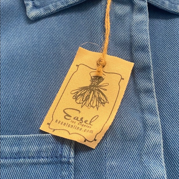 Easel Utility Crop Boxy Jacket Sky Blue Size SMALL - Picture 3 of 11